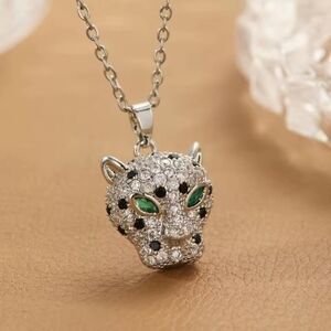 Luxury Elegant Titanium Steel Silver Panther Pendant Necklace